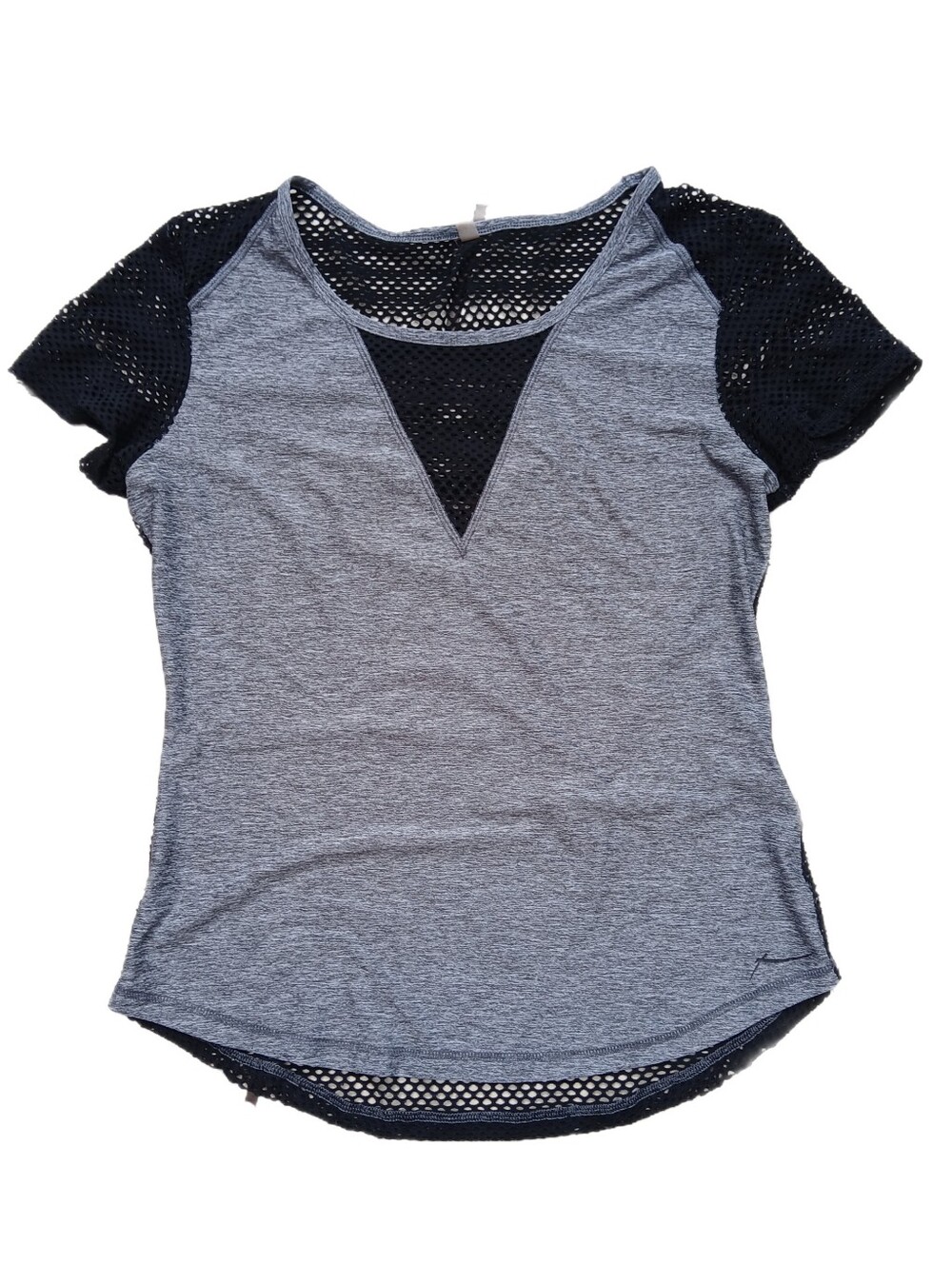 Grey And Black Mesh Workout T Shirt